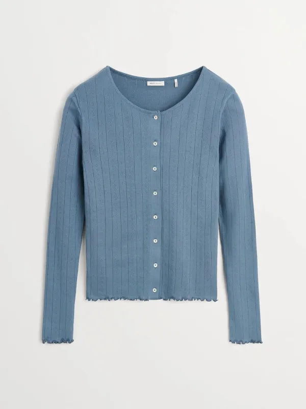 Edie Pointelle Top - Cornflower blue made by Skall Studio