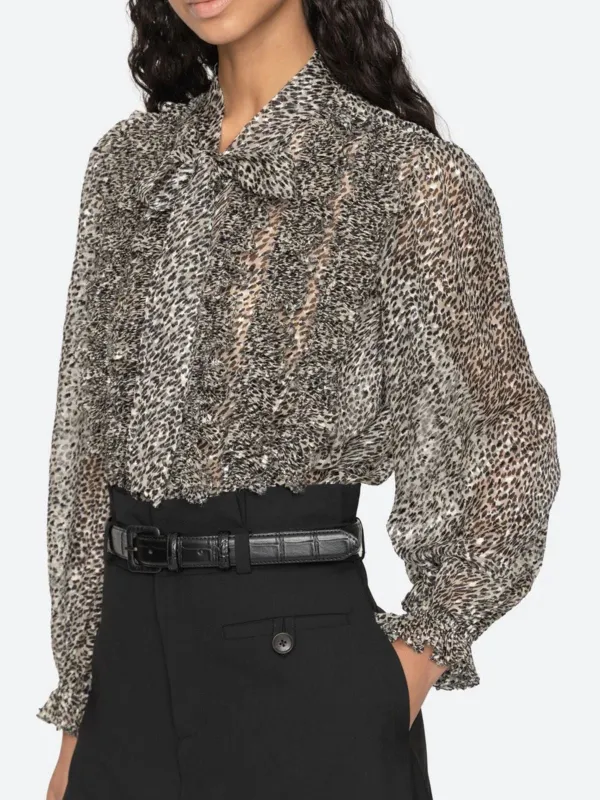 Charlize print Bow Top - Cream made by Sea New York