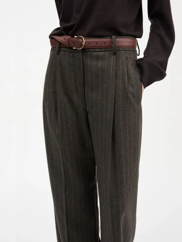 Harry Pinstripe Trousers - Brown made by Skall Studio