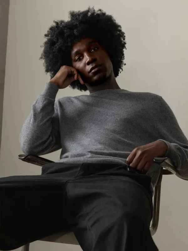 Men's Cashmerev Crew Neck Jumper - Derby Grey made by iris