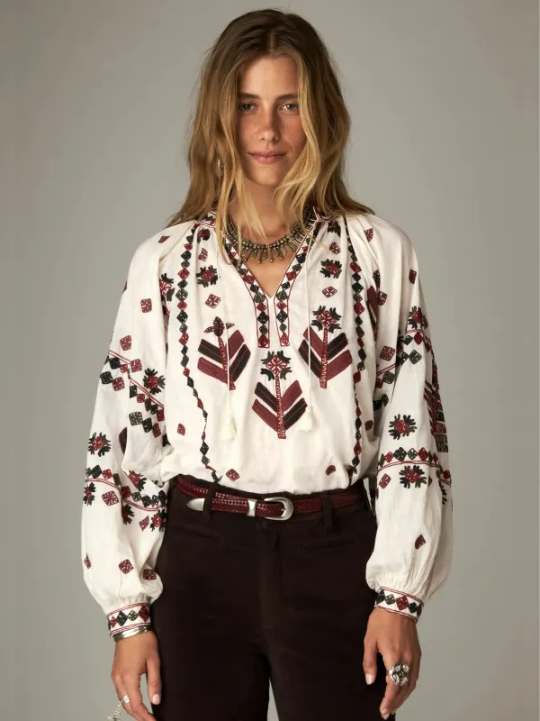 Robin Embroidered Blouse - Cream made by Maison Hotel