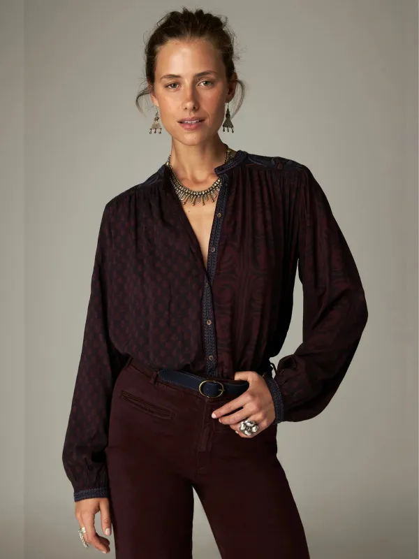 Marie Print Blouse - Brown made by Maison Hotel