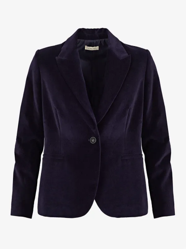 Sabine Navy Velvet Tailored Jacket made by iris