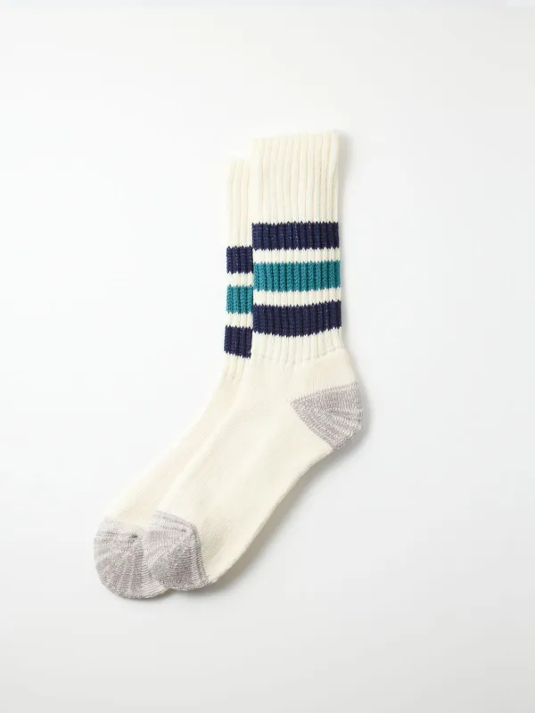 Old School Crew Socks - Navy/Teal made by ROTOTO