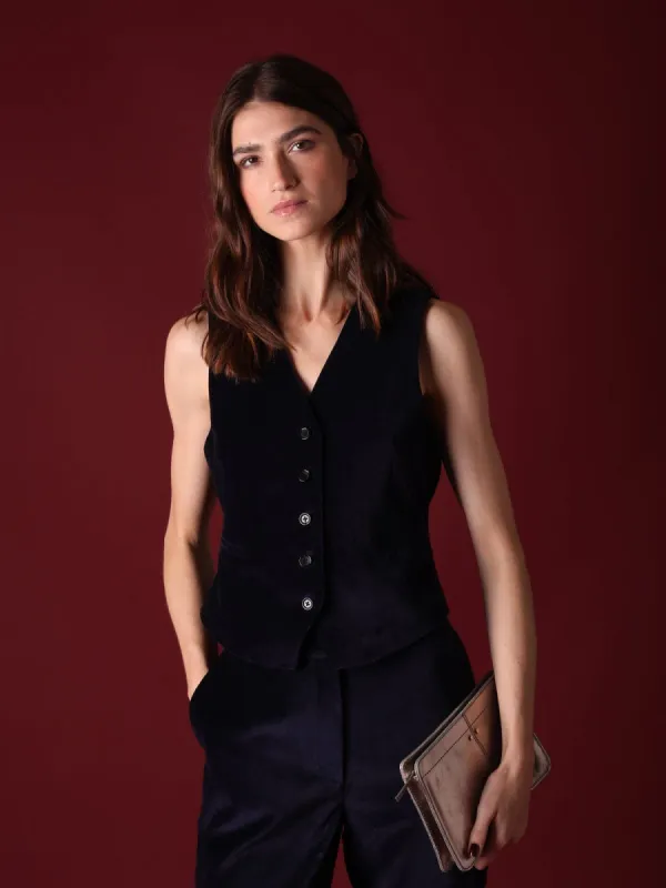 Raine Navy Velvet Waistcoat made by iris
