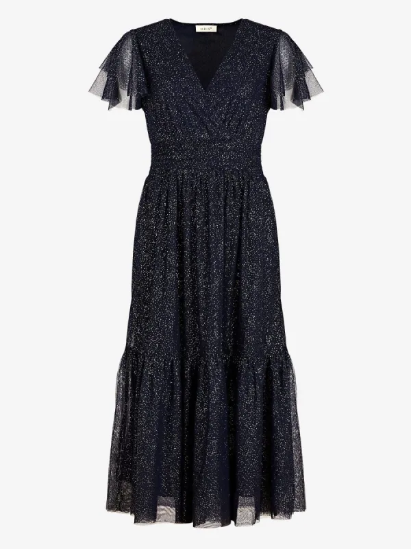 Tia Navy Mesh Midi Dress sold by iris