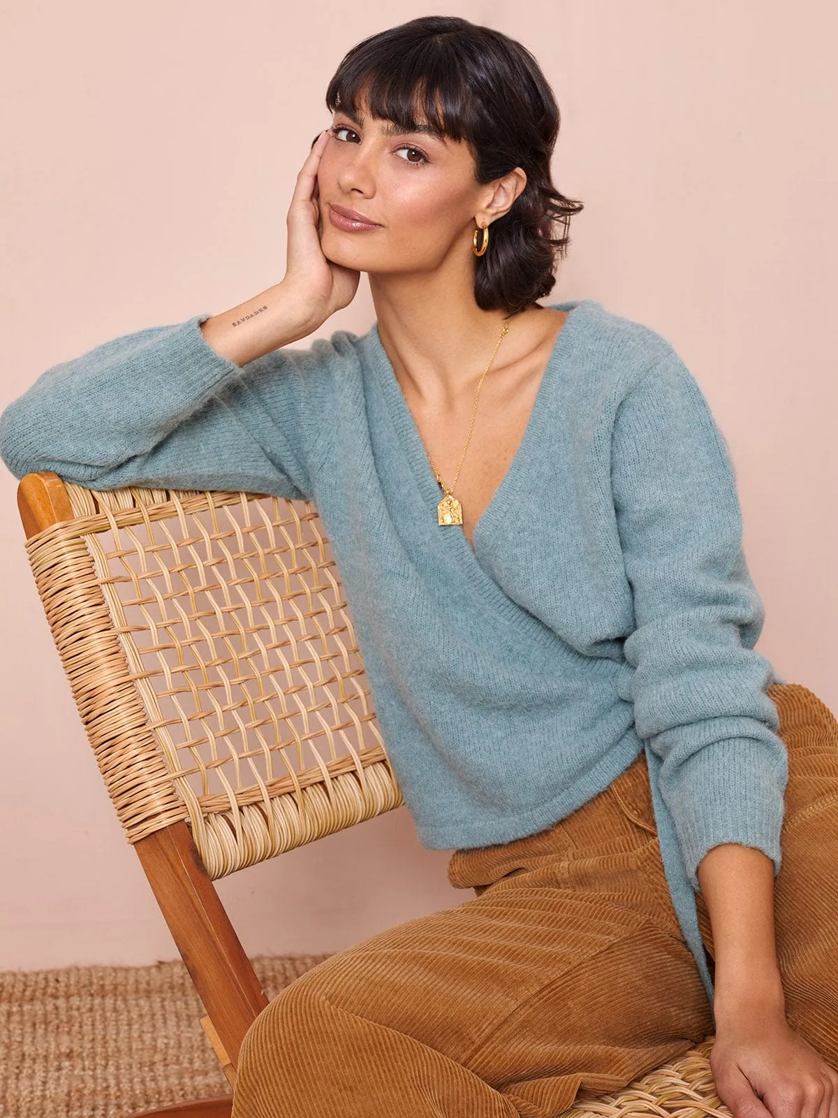 Celine Alpaca Wrap Cardigan - Fern sold by iris product image thumbnail 3