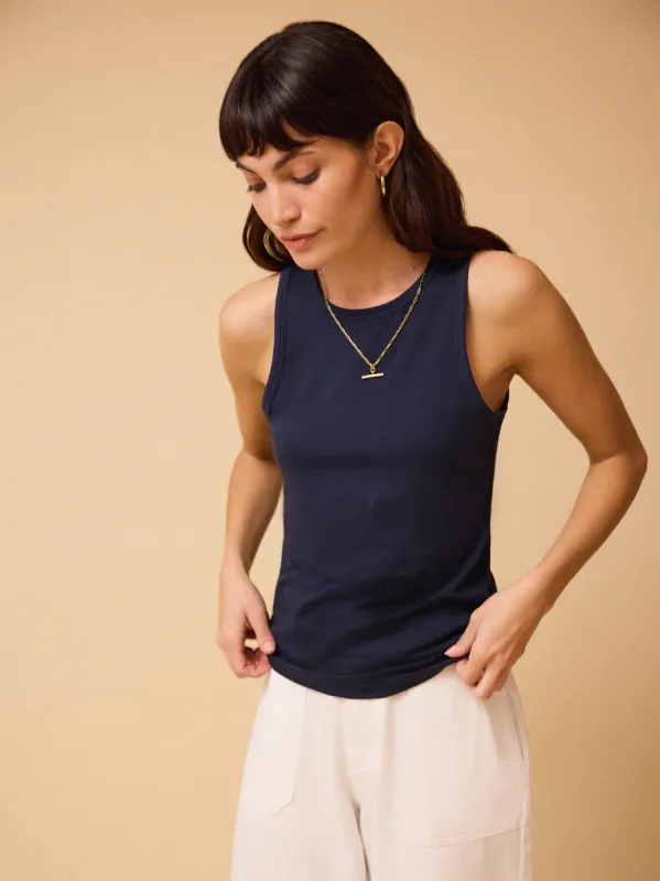Adelia Crew Neck Tank Top - Navy sold by iris