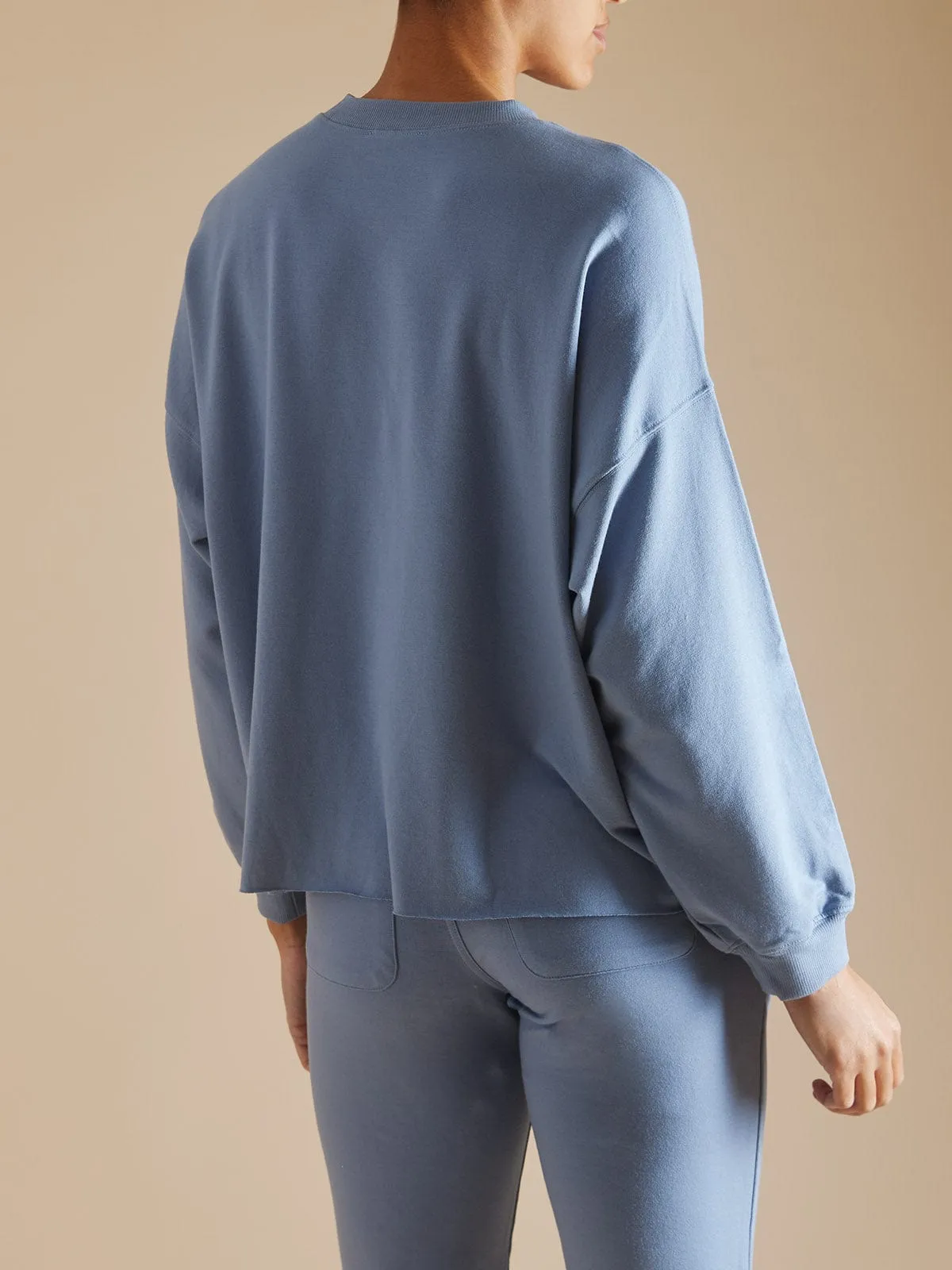 Mya Oversized Crew Neck Top - Light Blue sold by iris