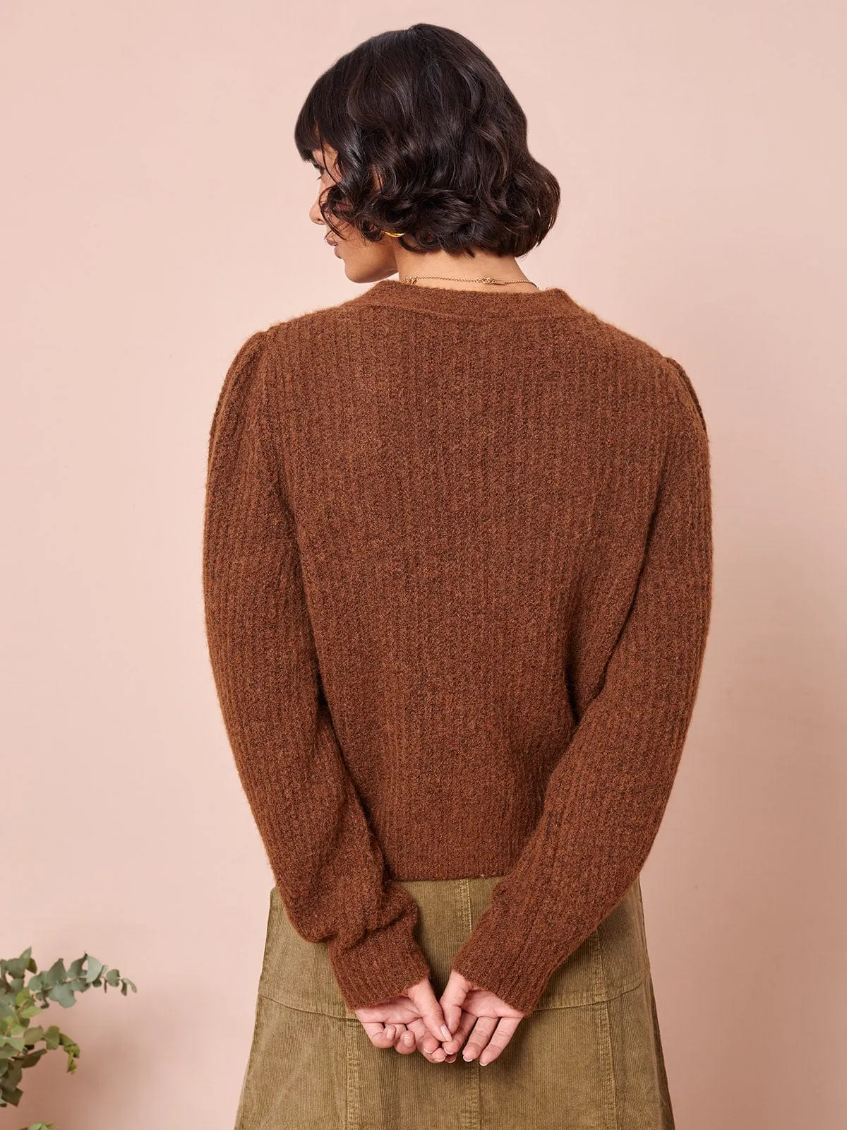 Mabel Alpaca Cardigan- Chocolate Brown sold by iris product image thumbnail 2