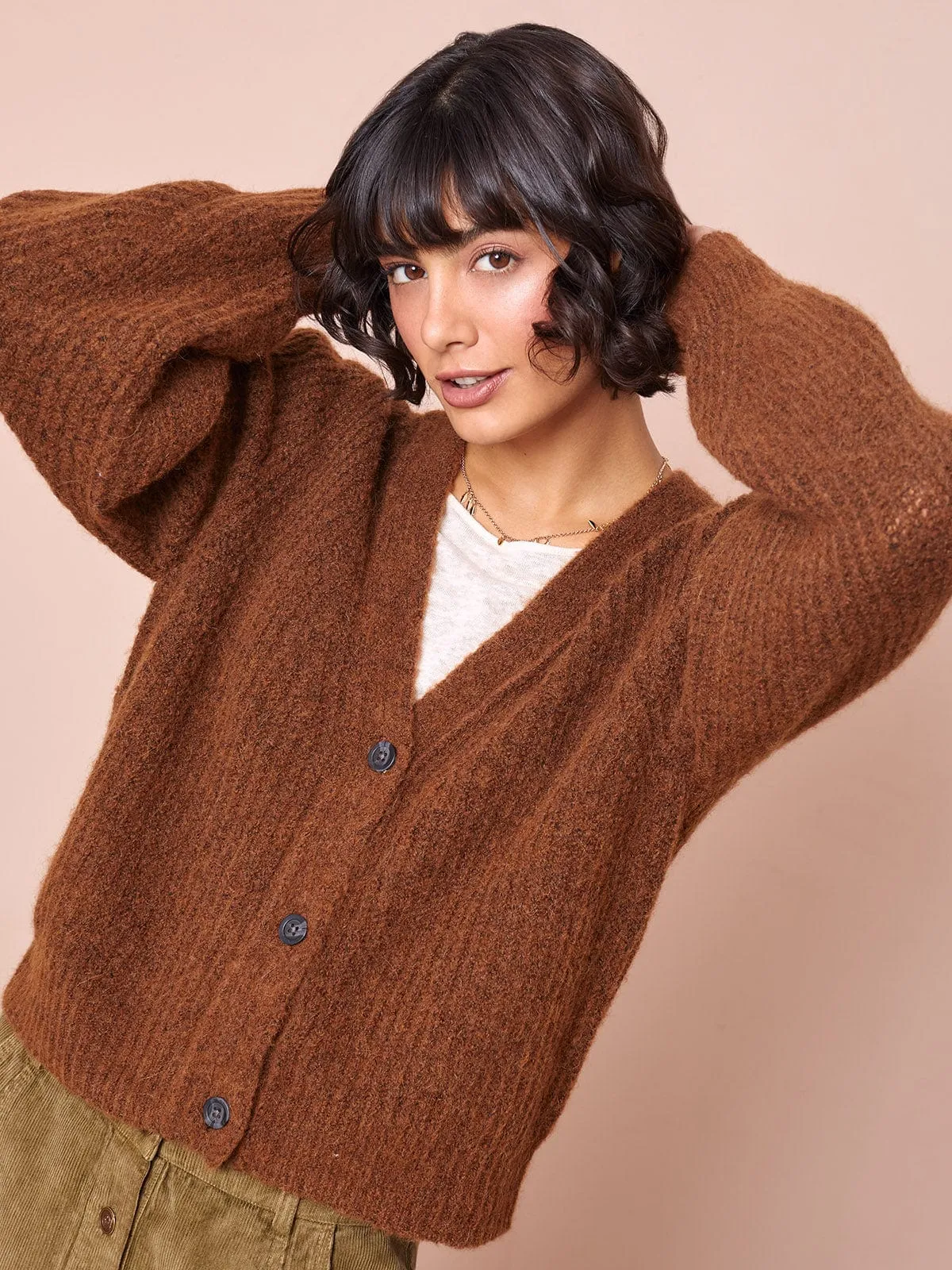 Mabel Alpaca Cardigan- Chocolate Brown sold by iris product image thumbnail 3