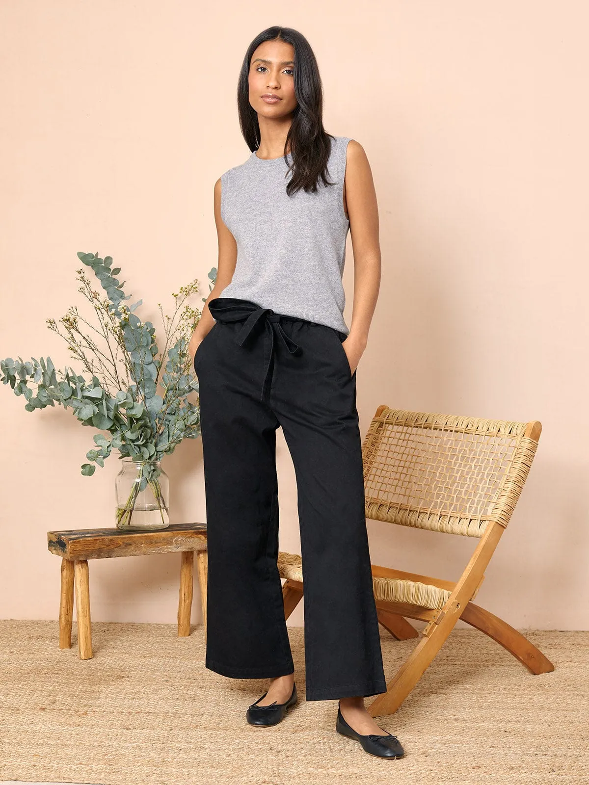 Amara Tie Waist Trouser- Black sold by iris