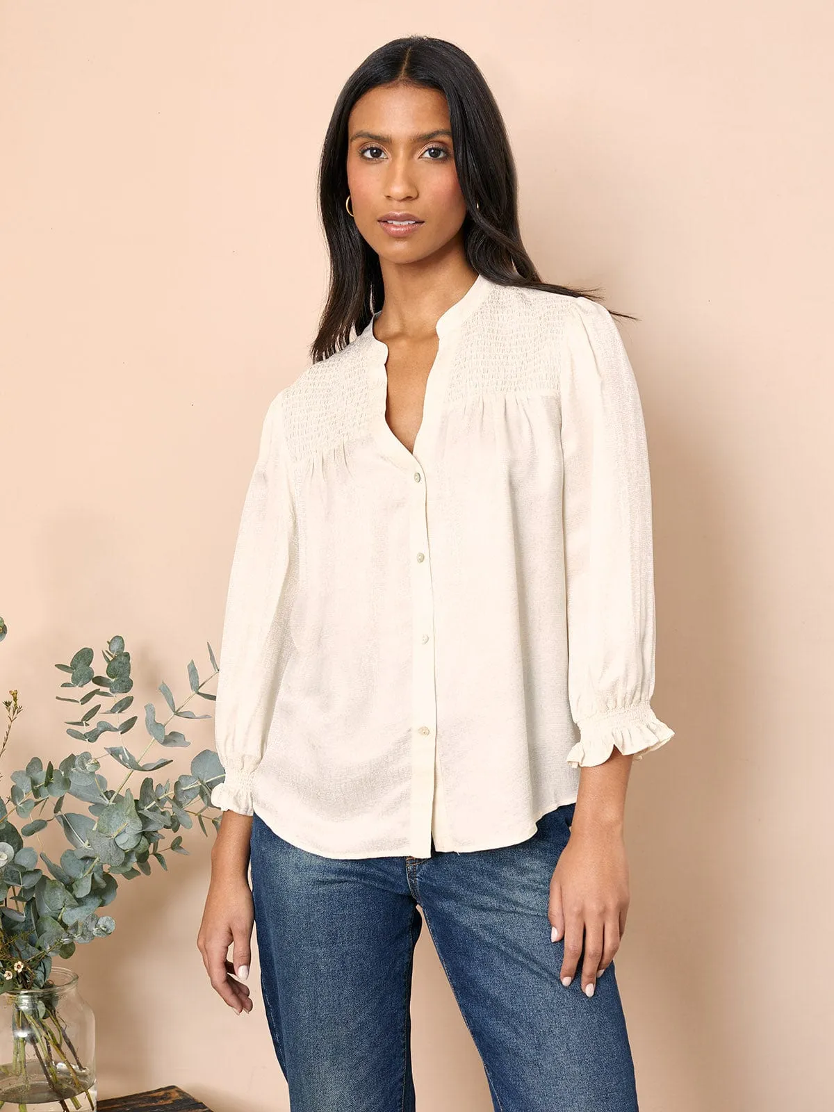 Rhys Silk Blend Blouse - Ecru sold by iris product image thumbnail 3