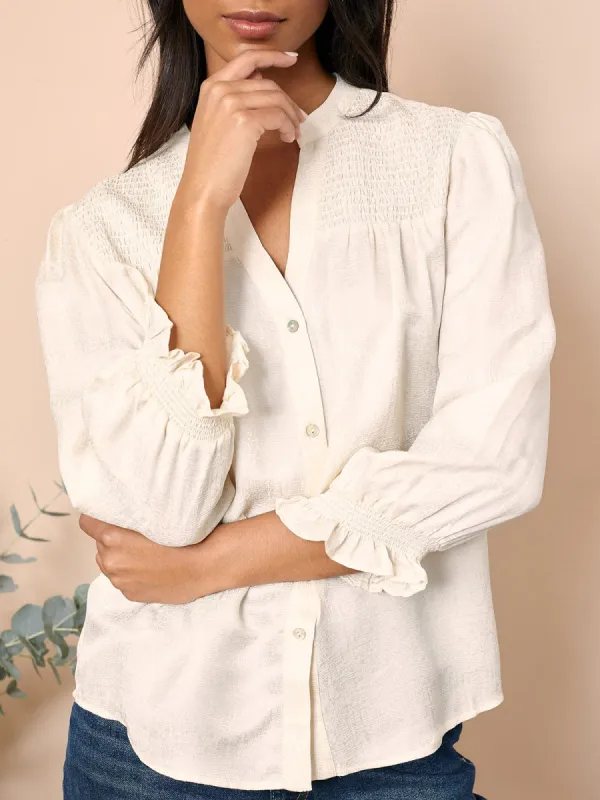 Rhys Silk Blend Top- Ecru sold by iris
