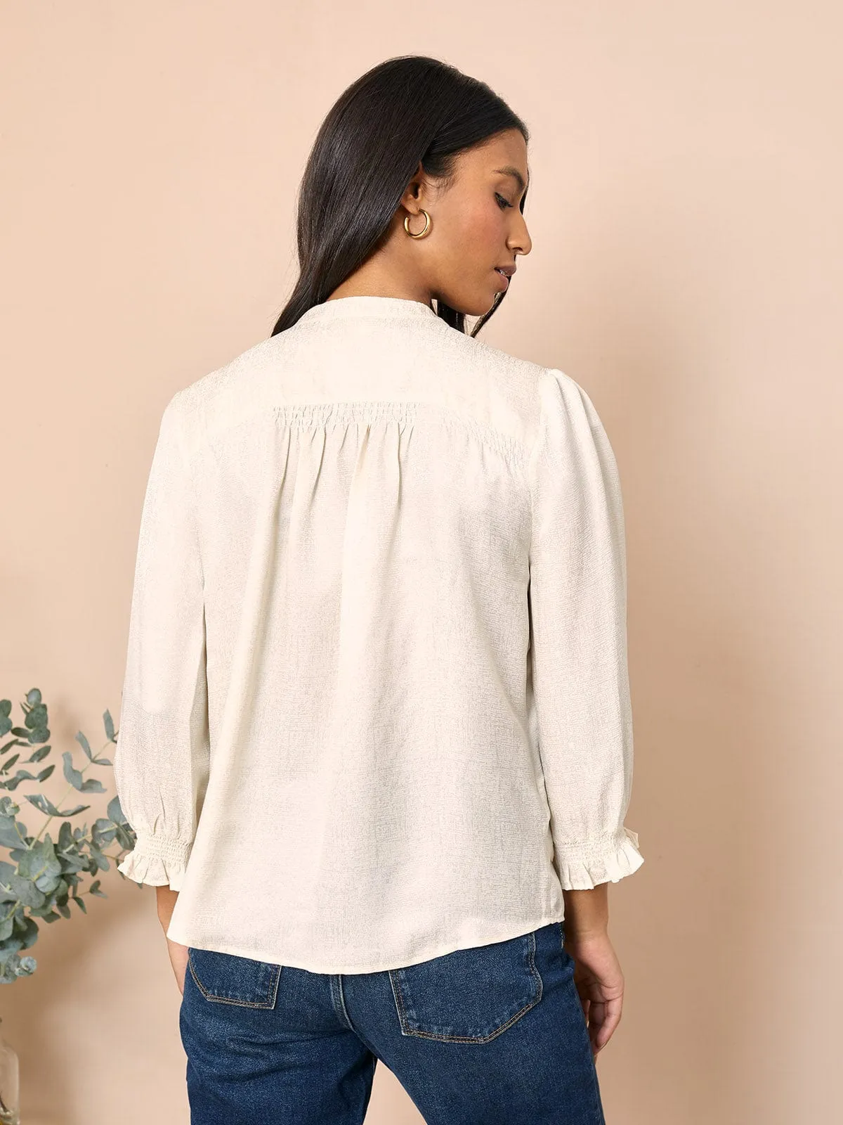 Rhys Silk Blend Blouse - Ecru sold by iris product image thumbnail 2