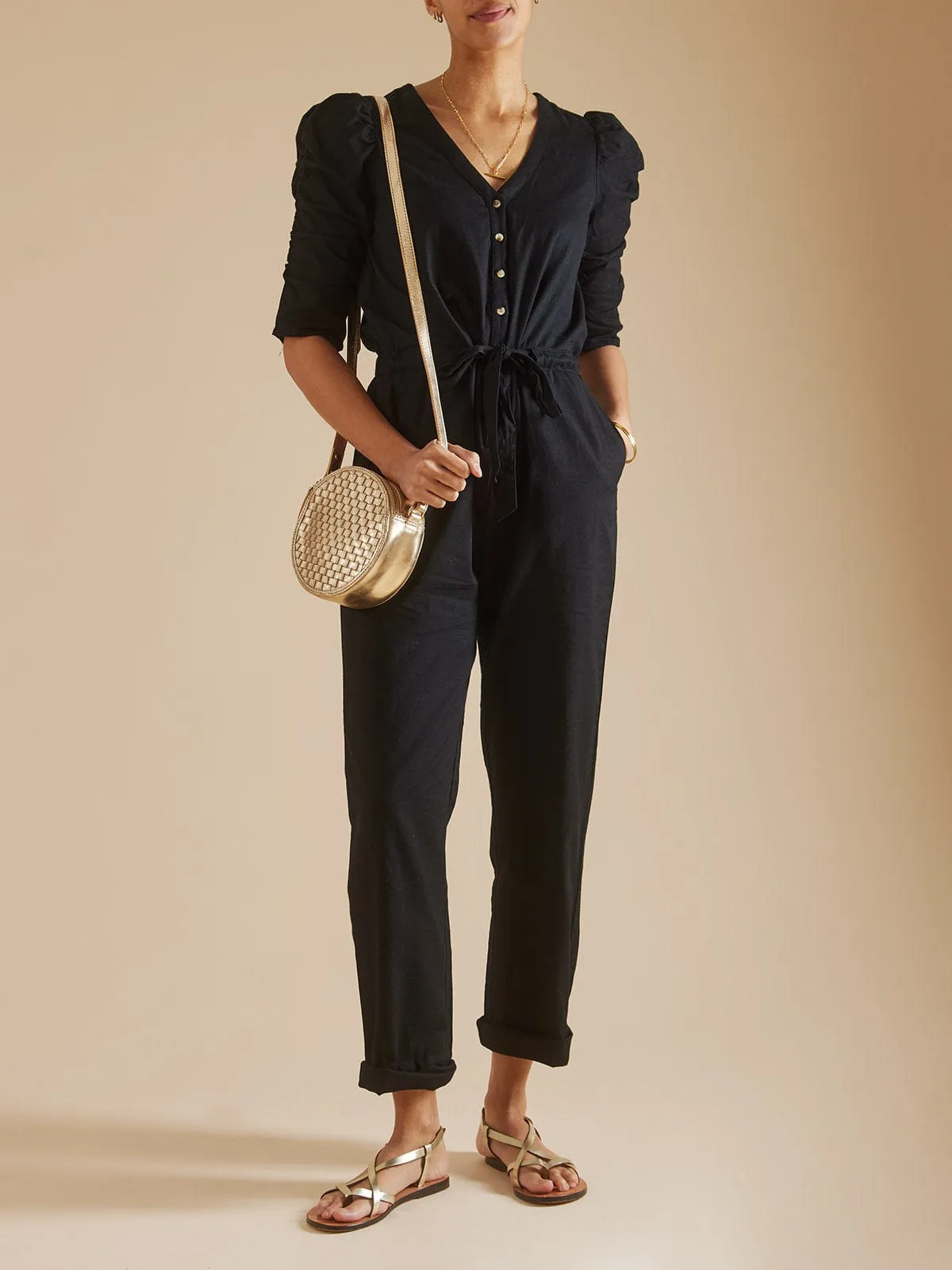 Andie Linen Jumpsuit- Black sold by iris product image thumbnail 4