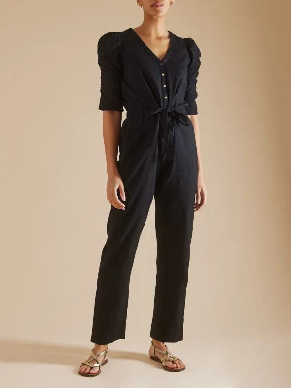 Andie Linen Jumpsuit- Black made by iris