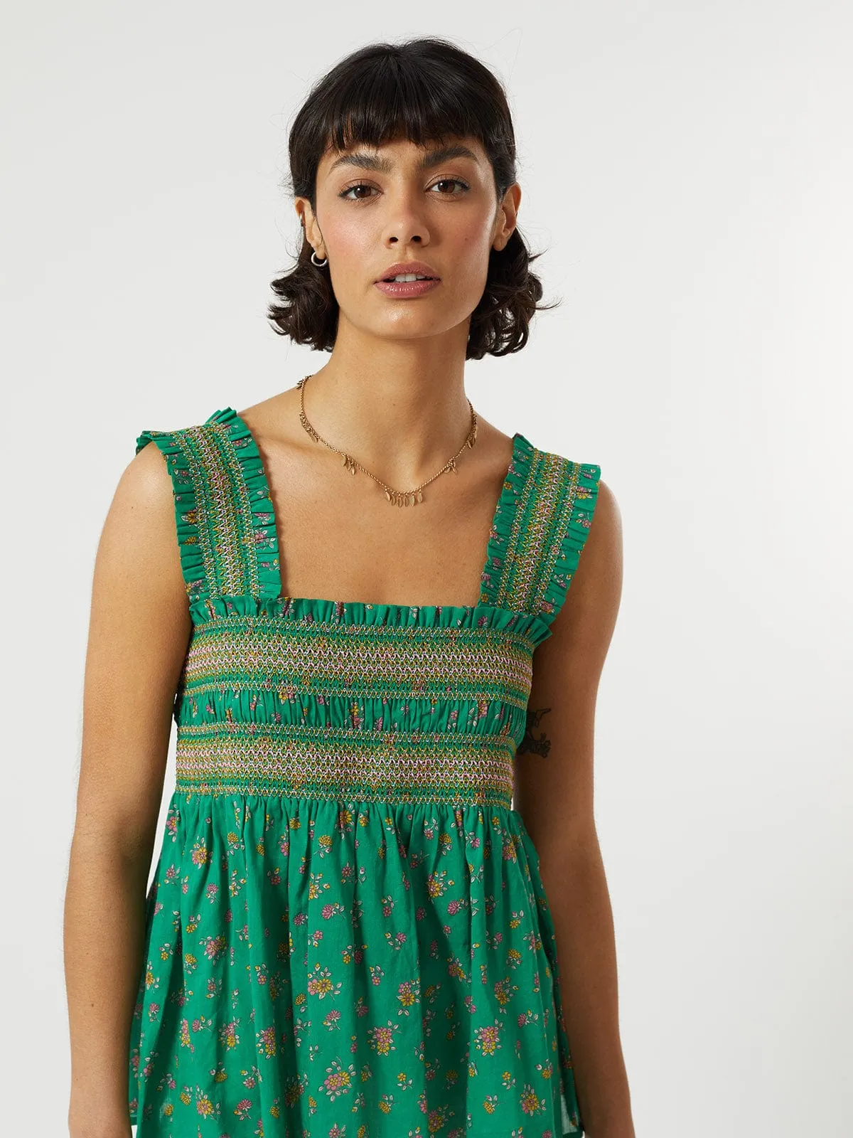 Yasmine Smocked Top- Green sold by iris product image thumbnail 3