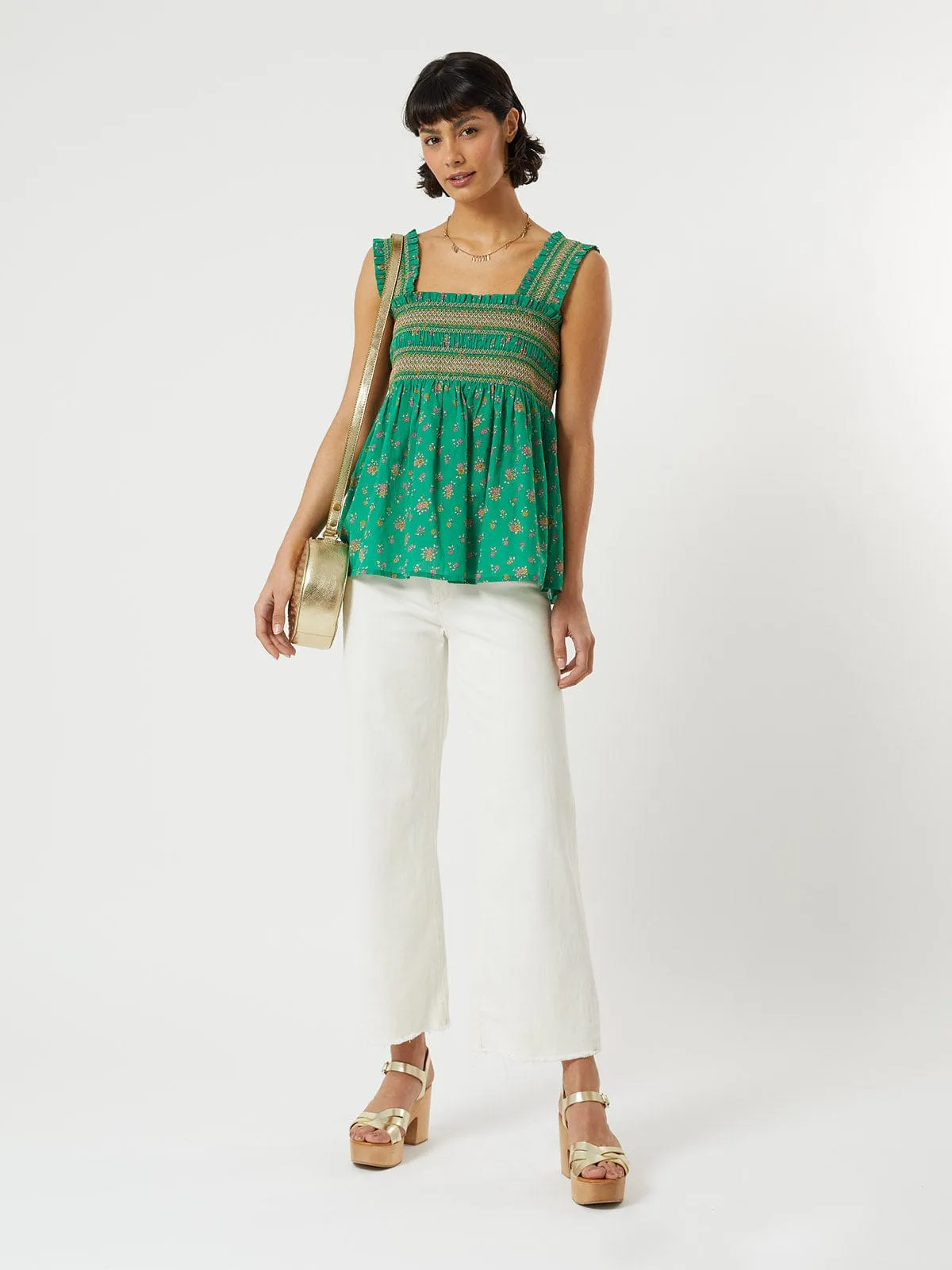 Yasmine Smocked Top- Green sold by iris product image thumbnail 4