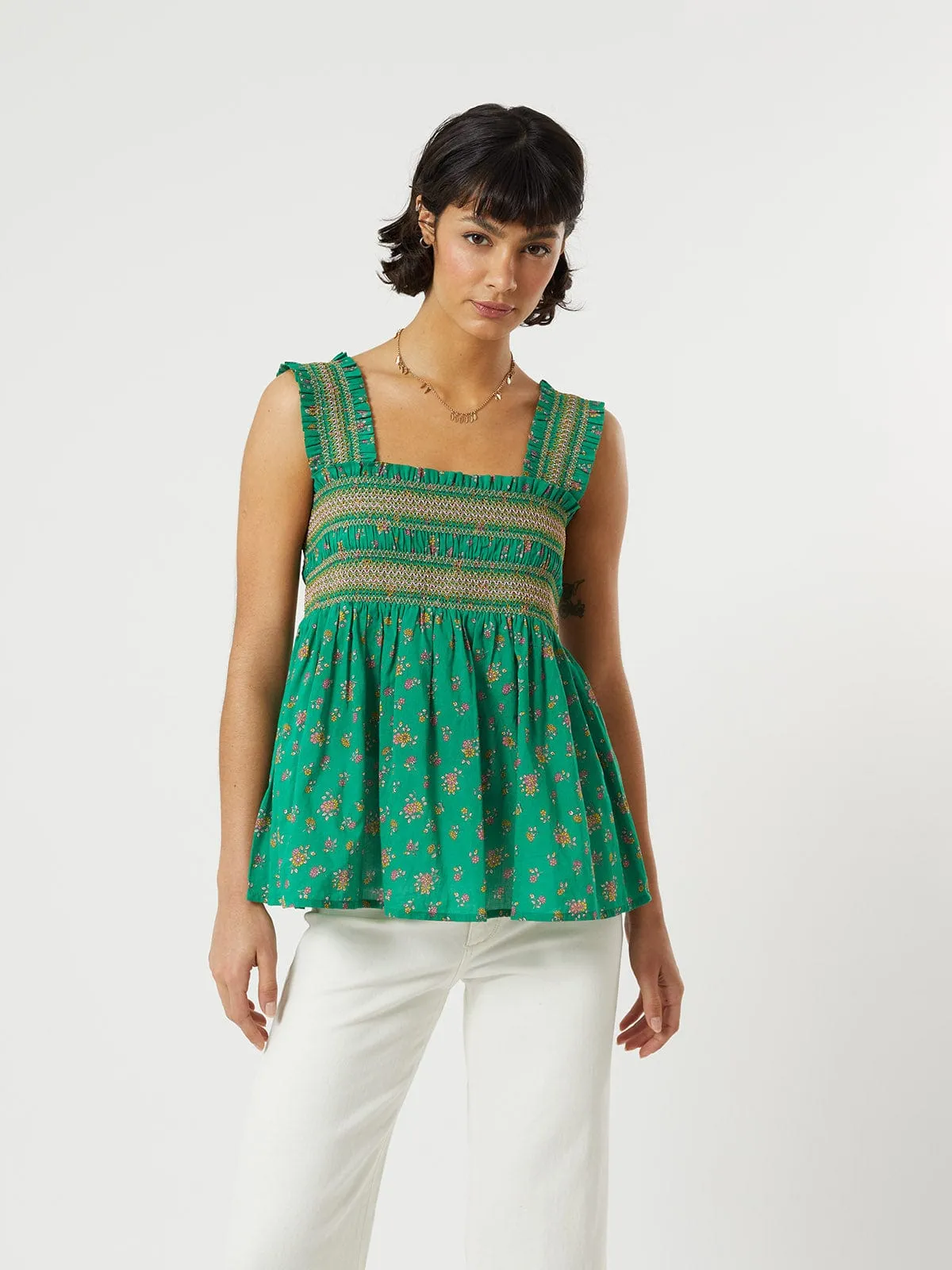 Yasmine Smocked Top- Green sold by iris