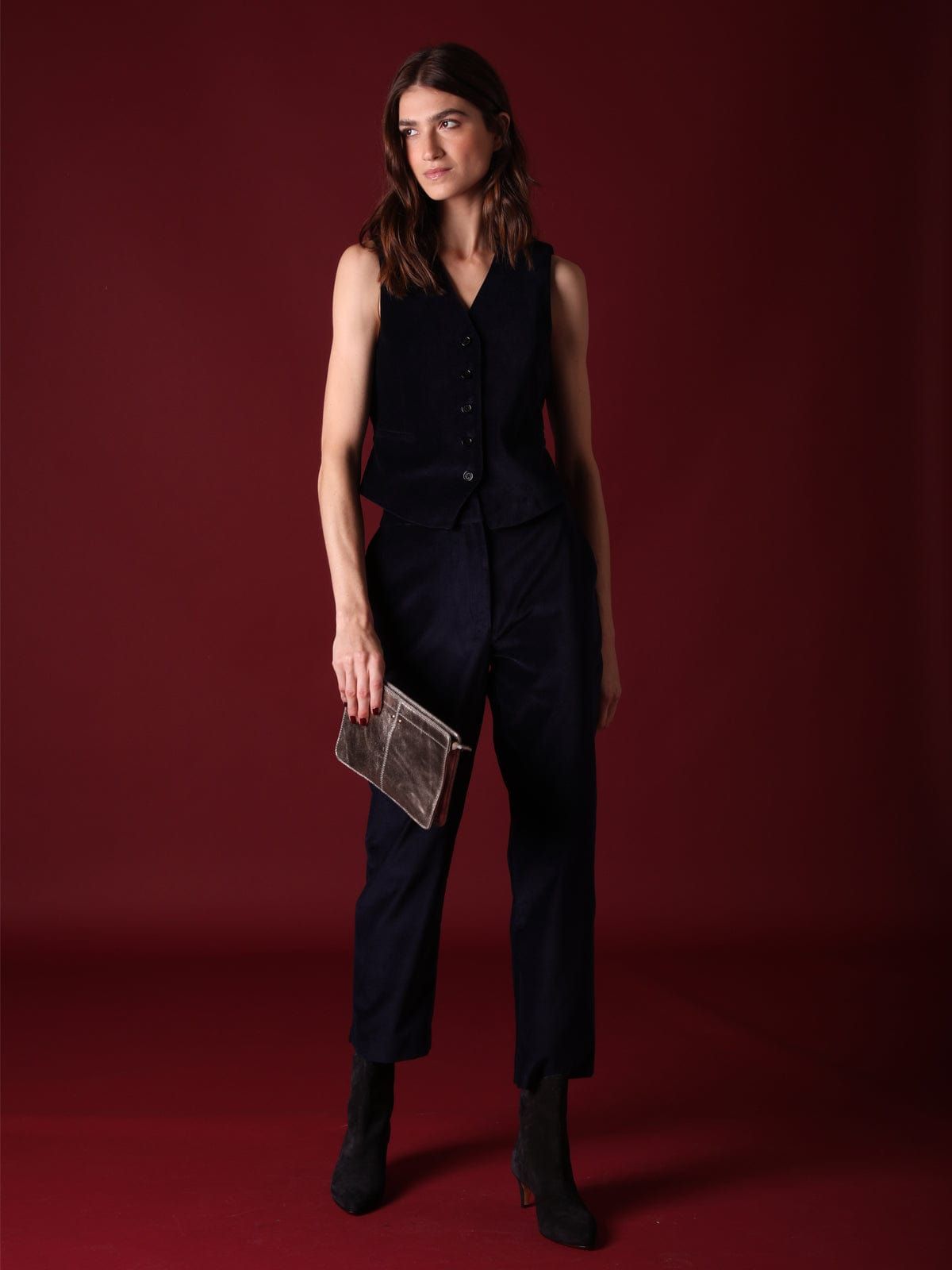 Raine Navy Velvet Waistcoat sold by iris product image thumbnail 2