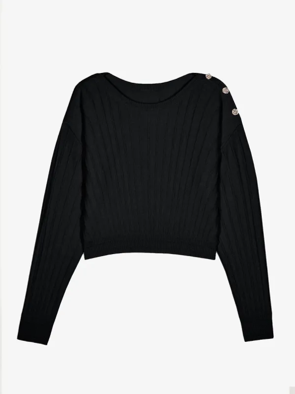 Jynx Pleated Knit Top- Black sold by iris