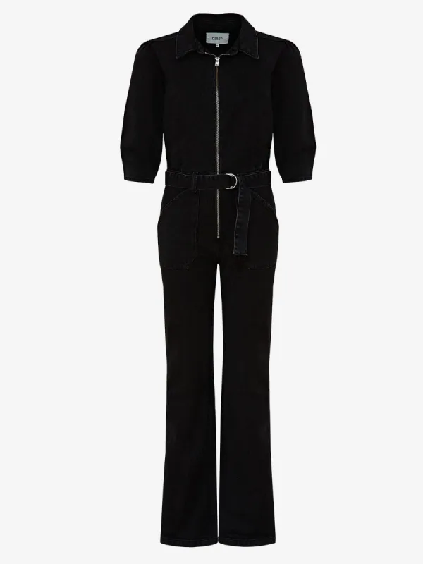 Isaya Denim Jumpsuit- Black made by iris