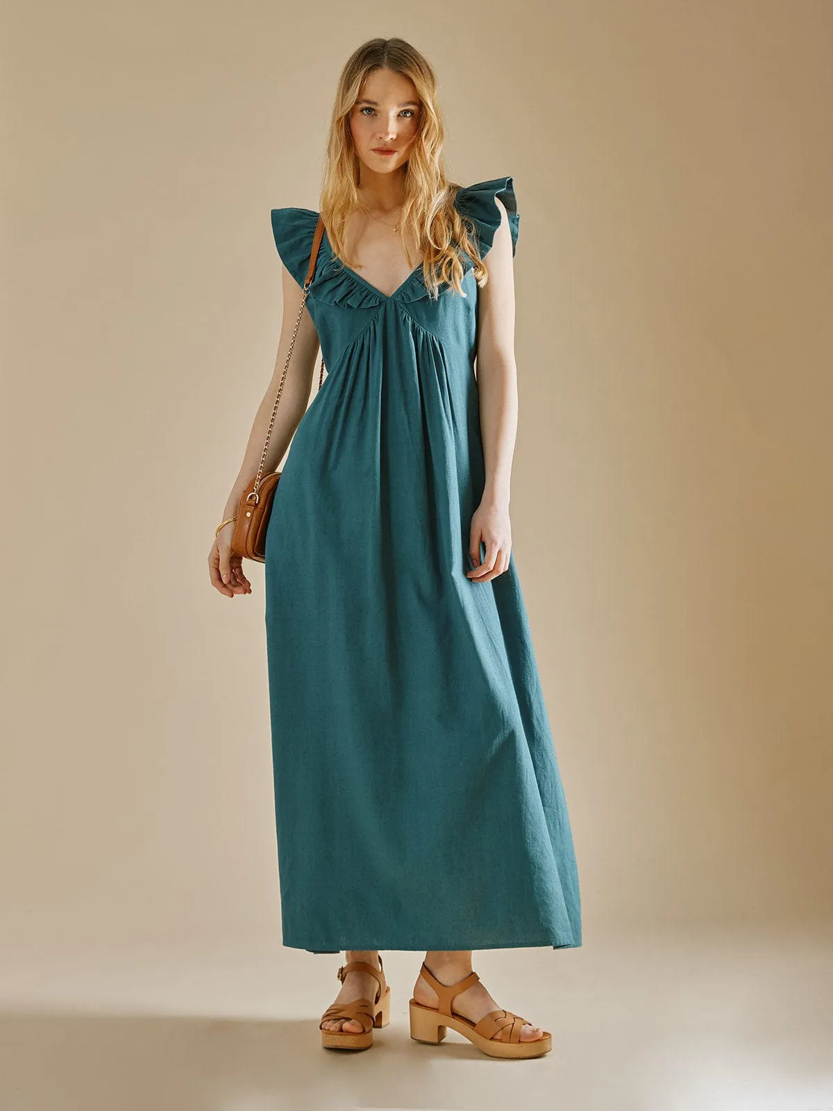 Yara Linen Dress - Sea Blue sold by iris product image thumbnail 4