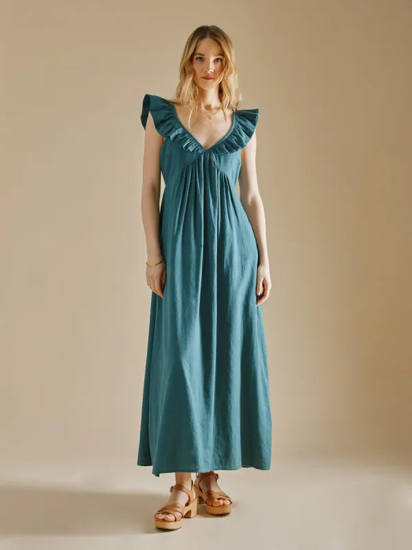 Yara Linen Dress - Sea Blue sold by iris