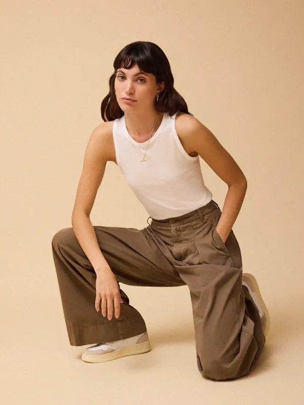 Adelia Crew Neck Tank Top - White made by iris