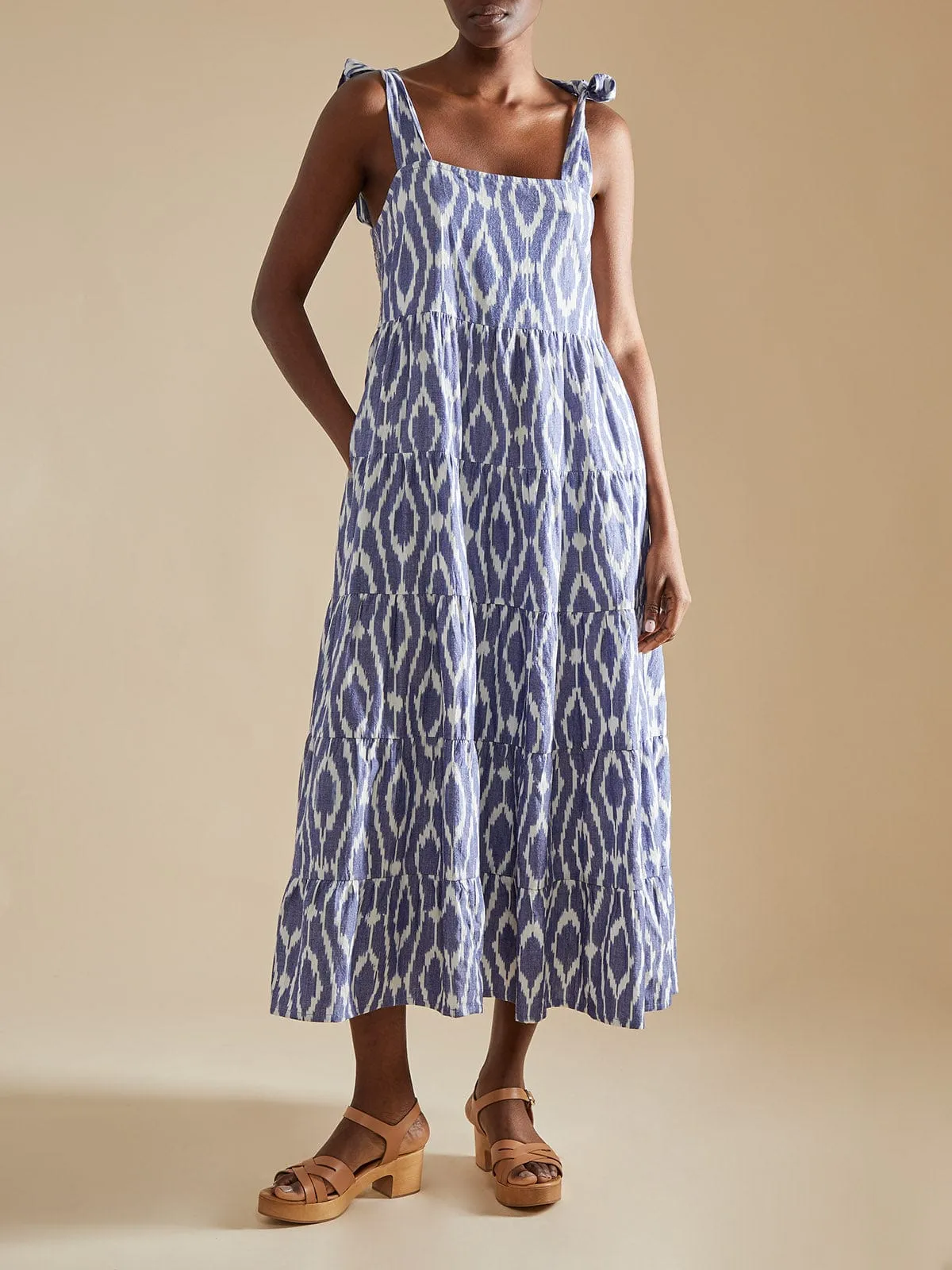 Gracie Ikat Dress - Blue and White sold by iris product image thumbnail 2
