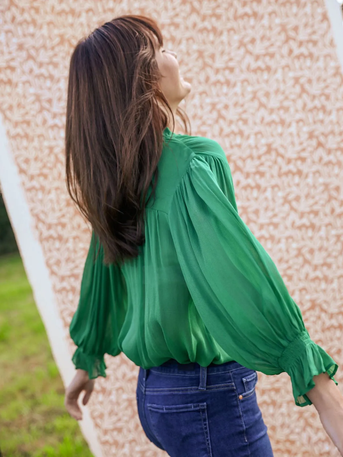 Frankie Ruffle Blouse- Green sold by iris product image thumbnail 2