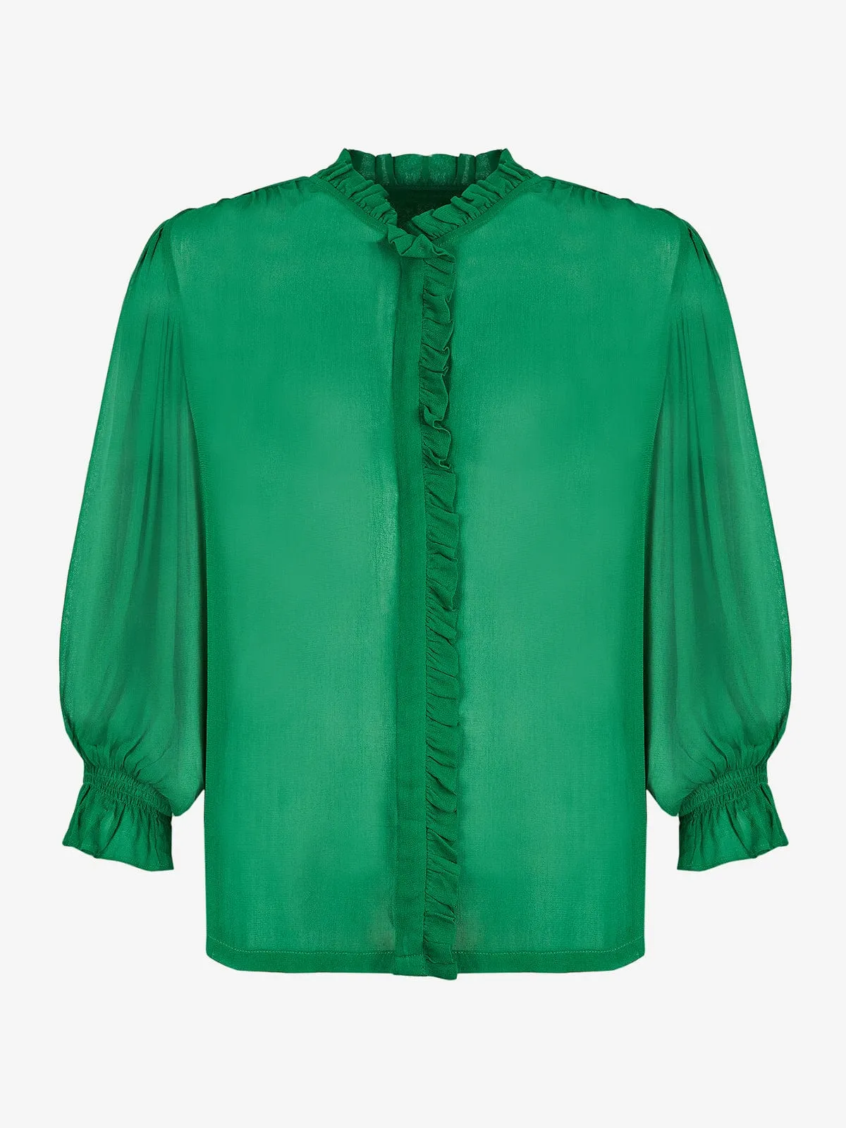 Frankie Ruffle Blouse- Green sold by iris product image thumbnail 4