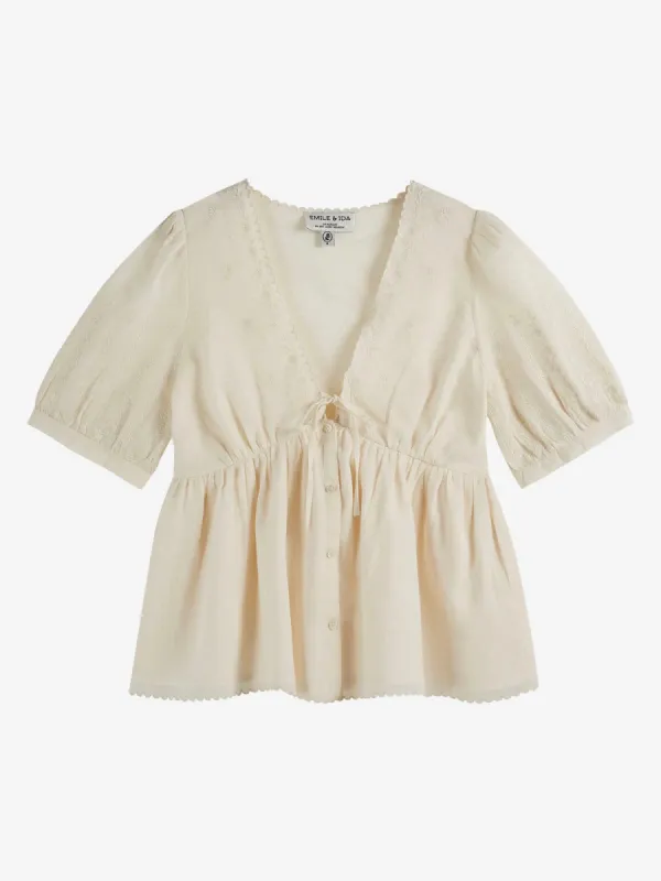 Zorica Embroidered Blouse- Cream sold by iris