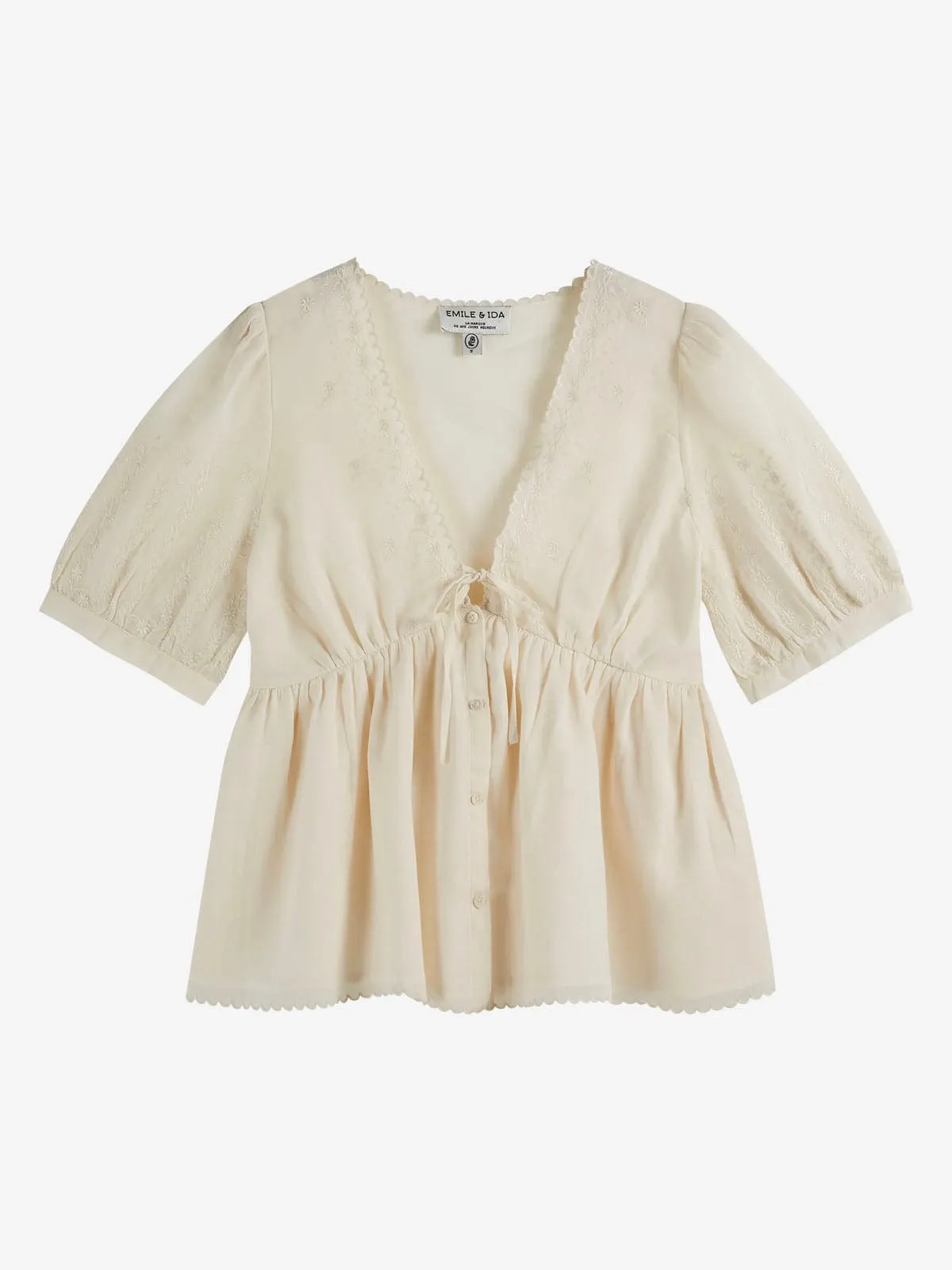 Zorica Embroidered Blouse- Cream sold by iris