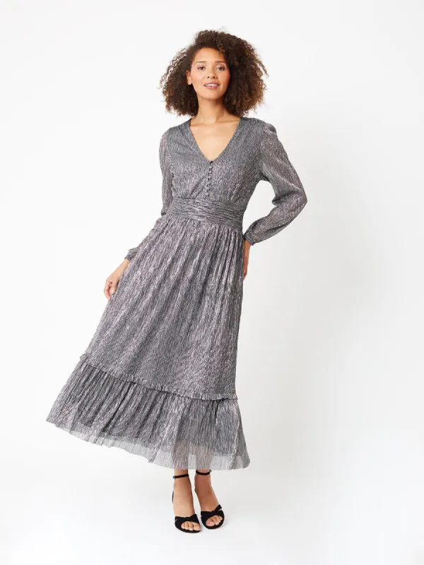 Matilda Lurex Dress- Silver made by iris