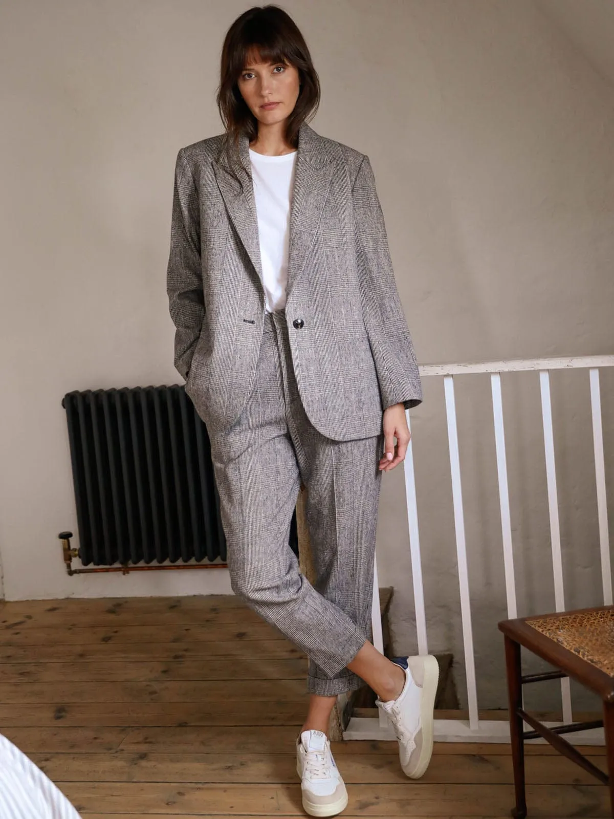 Wrenley Check Blazer- Grey Check sold by iris