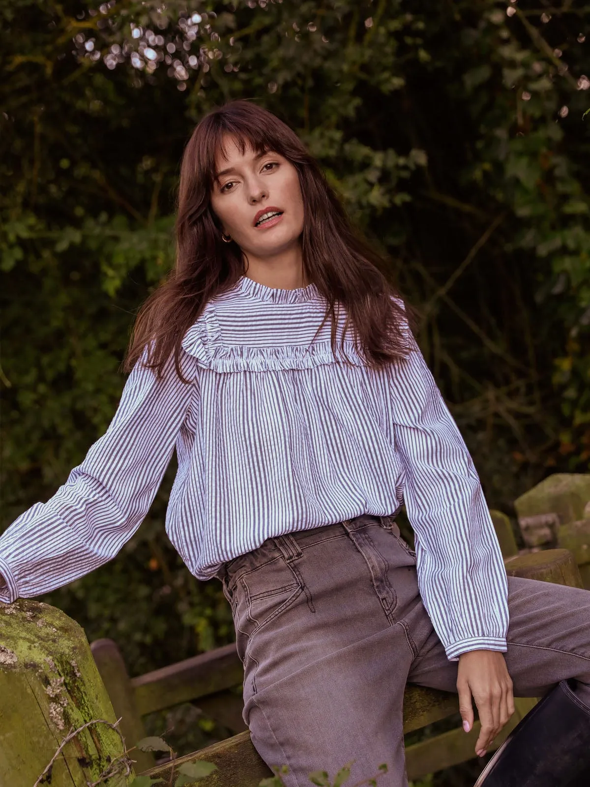 Oriel Ruffle Stripe Blouse sold by iris product image thumbnail 3