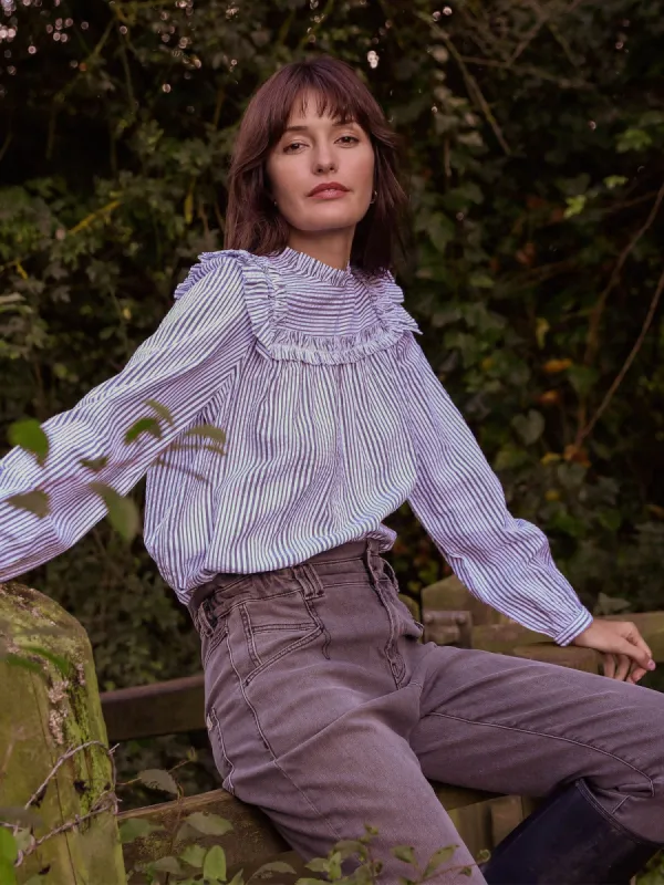 Oriel Ruffle Stripe Blouse sold by iris