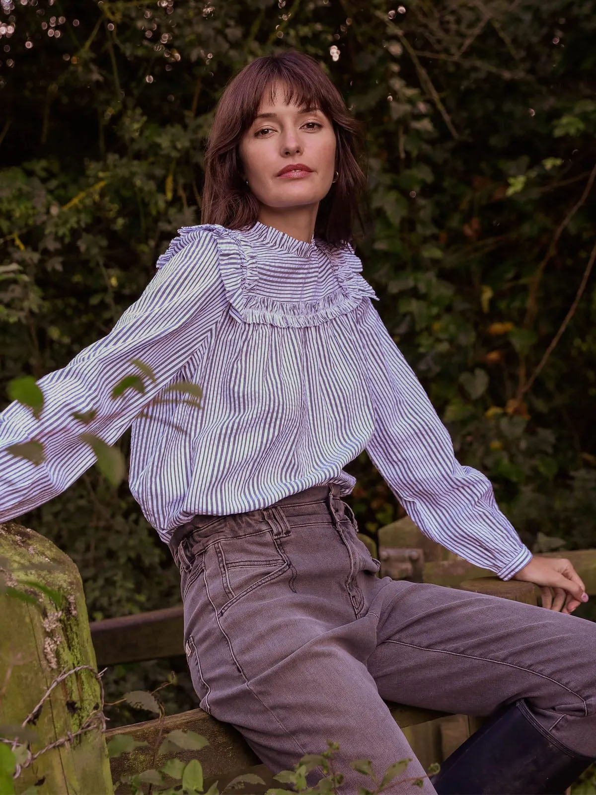 Oriel Ruffle Stripe Blouse sold by iris
