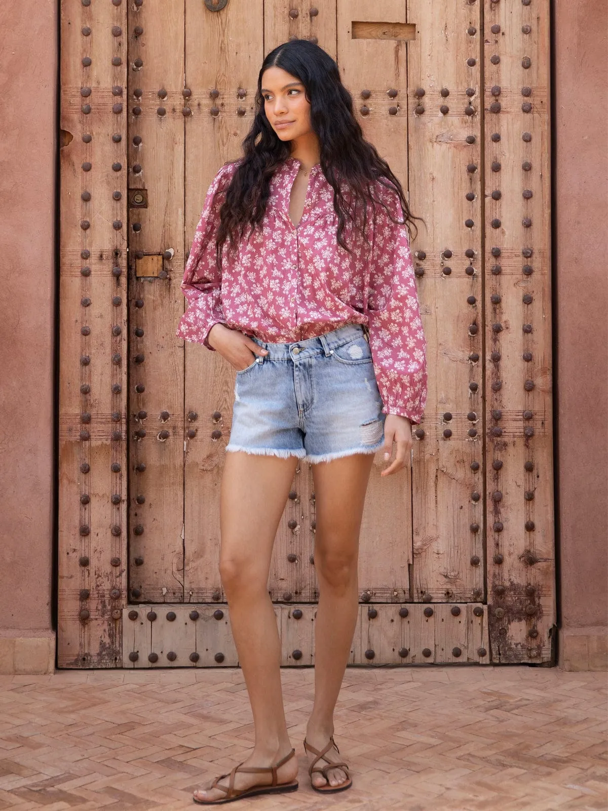 Lola Button Front Blouse - Rose Pink sold by iris product image thumbnail 2