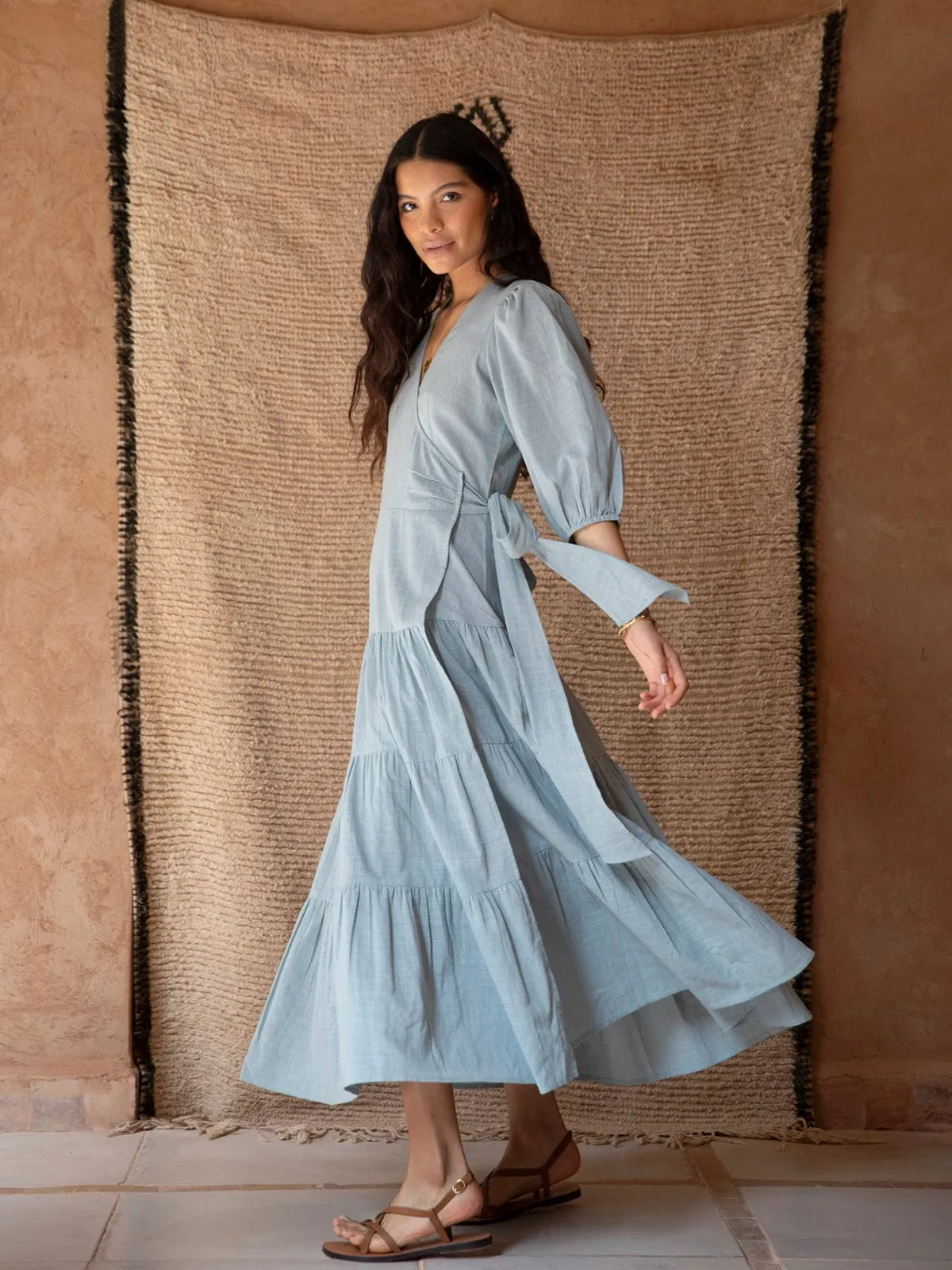 Leona Cotton Wrap Dress - Mint sold by iris product image thumbnail 2