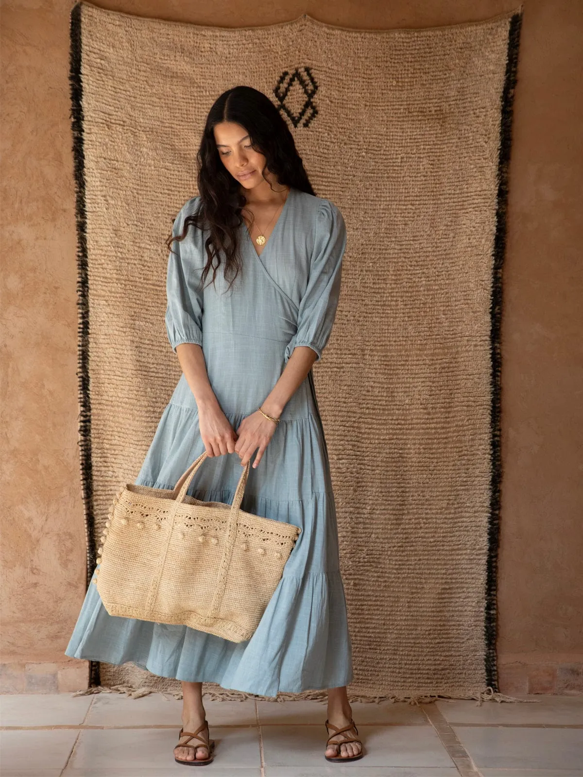 Leona Cotton Wrap Dress - Mint sold by iris