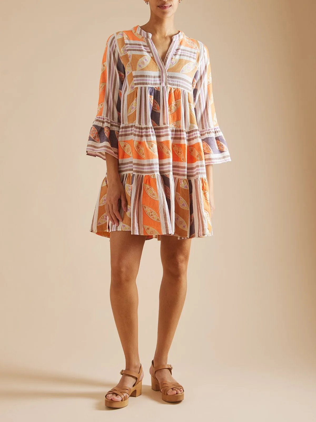 Hermosa Short Dress – Orange and Lilac sold by iris product image thumbnail 2