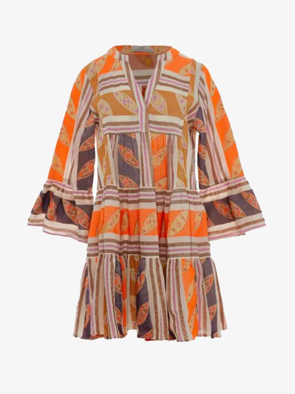 Hermosa Short Dress – Orange and Lilac made by iris