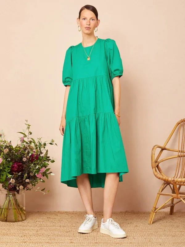 Rosie Cotton Midi Dress Green made by iris
