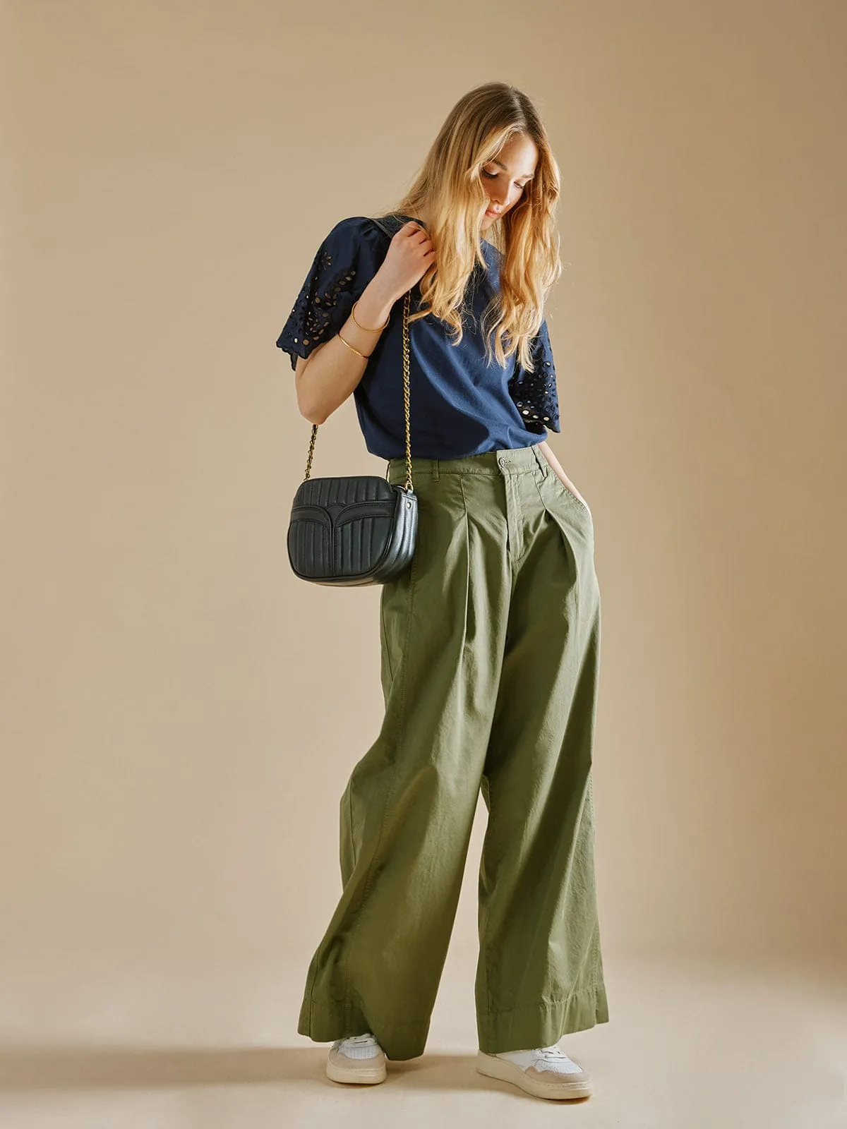Ella Broderie Jersey Top - Navy sold by iris product image thumbnail 3