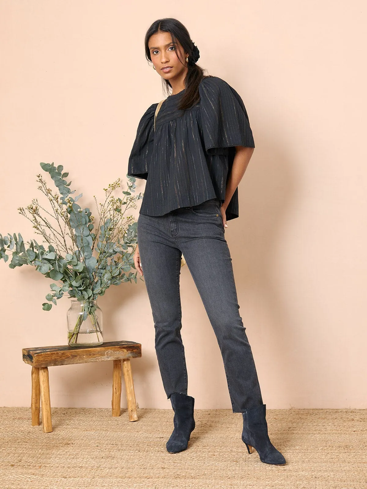 Blaire Lurex Stripe Top- Black sold by iris product image thumbnail 4