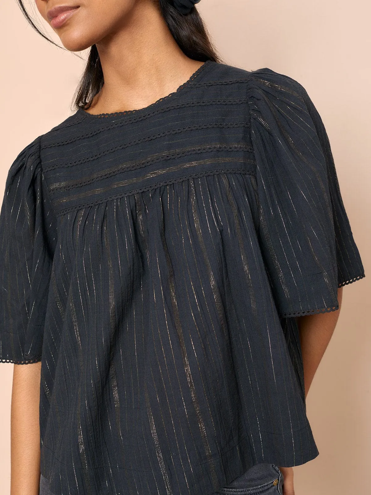 Blaire Lurex Stripe Top- Black sold by iris product image thumbnail 2
