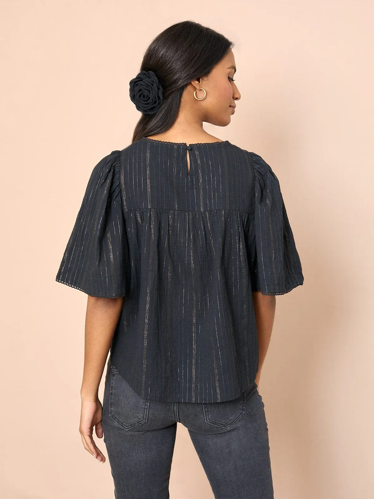 Blaire Lurex Stripe Top- Black sold by iris product image thumbnail 3